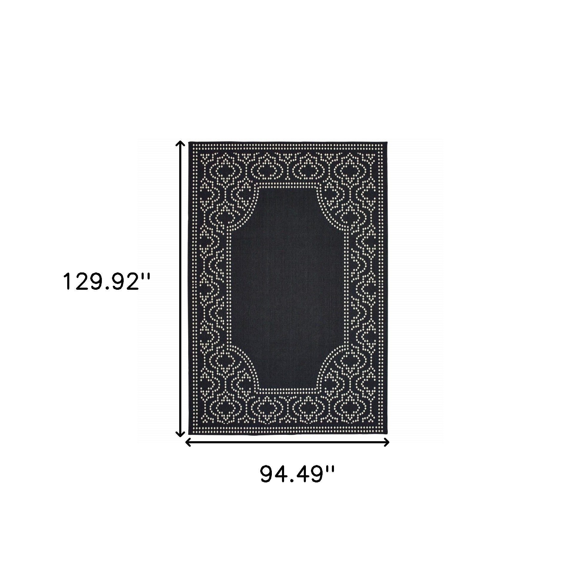 8' X 11' Black Stain Resistant Indoor Outdoor Area Rug