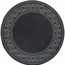 8' Round Black Round Stain Resistant Indoor Outdoor Area Rug
