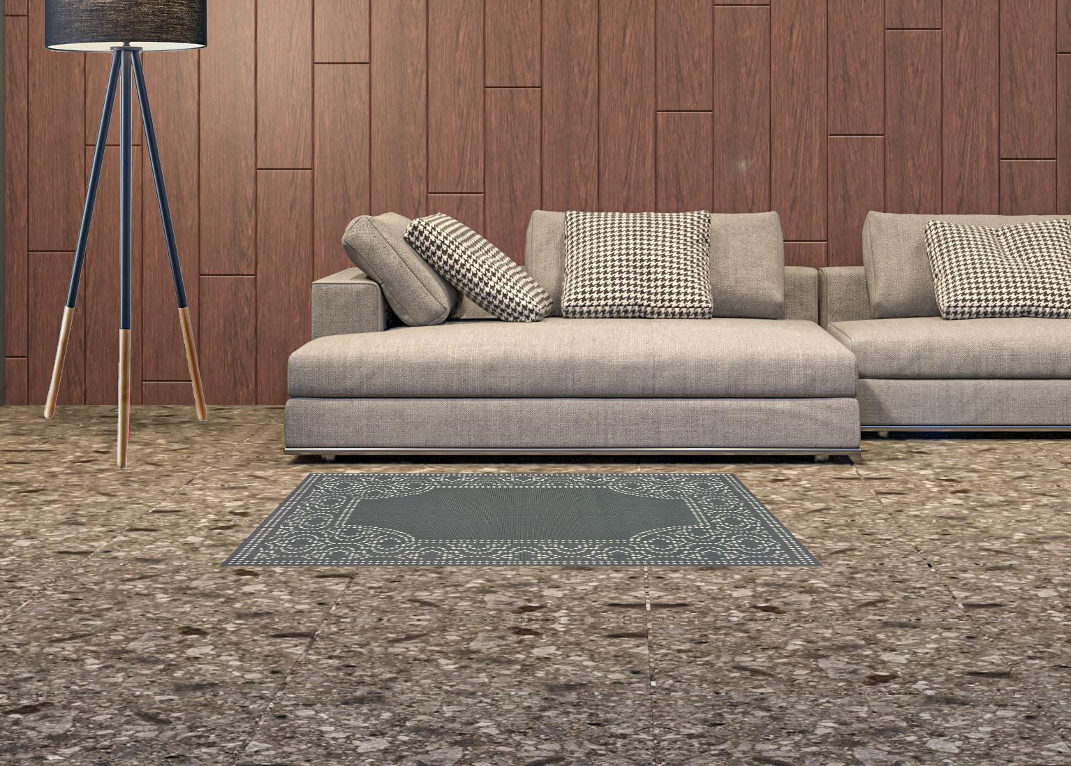 2' X 4' Grey Stain Resistant Indoor Outdoor Area Rug