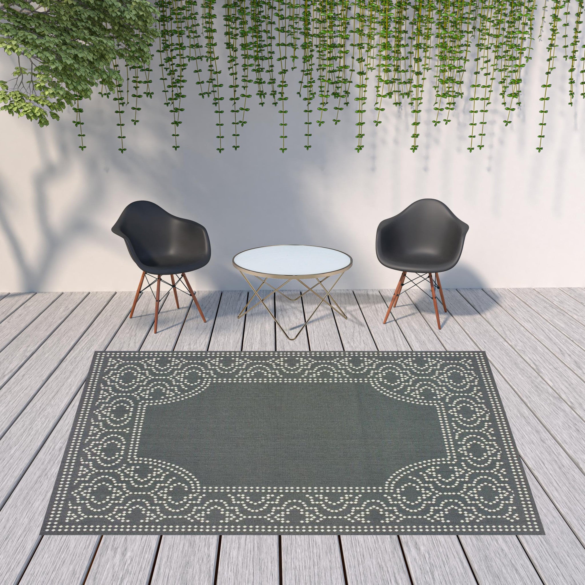 8' X 11' Grey Stain Resistant Indoor Outdoor Area Rug