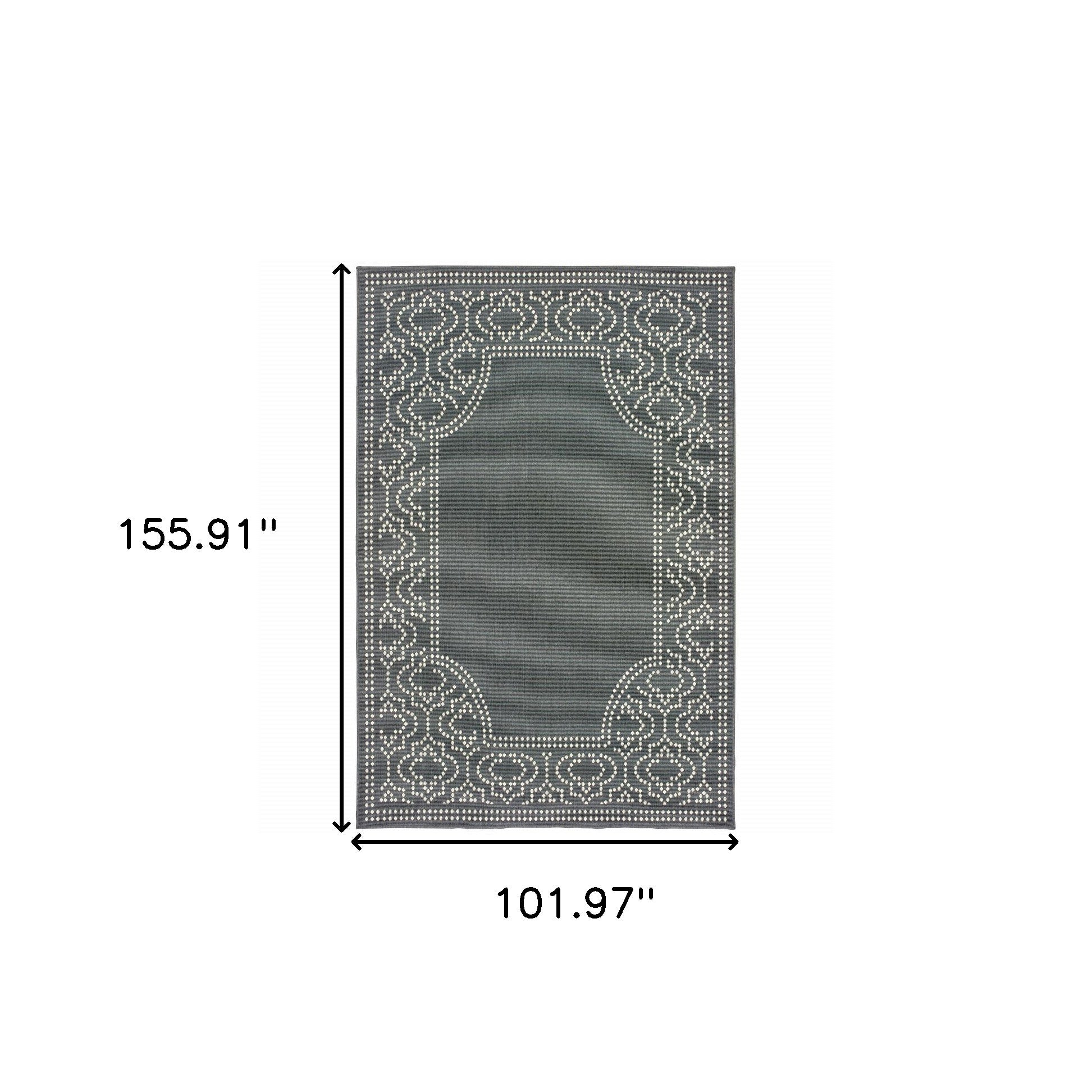 9' X 13' Grey Stain Resistant Indoor Outdoor Area Rug