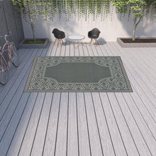 9' X 13' Grey Stain Resistant Indoor Outdoor Area Rug