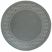 8' Round Grey Round Stain Resistant Indoor Outdoor Area Rug