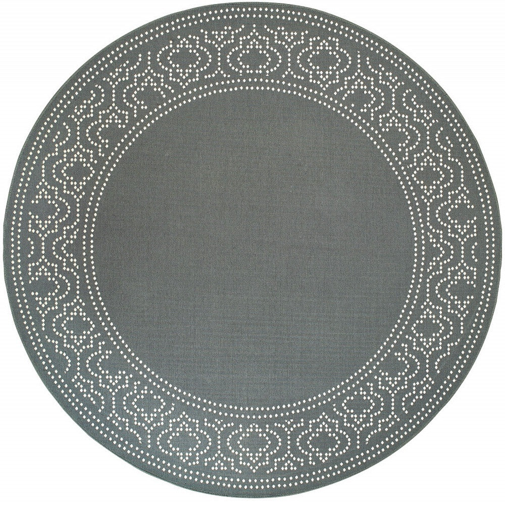8' Round Grey Round Stain Resistant Indoor Outdoor Area Rug