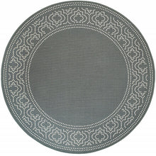 8' Round Grey Round Stain Resistant Indoor Outdoor Area Rug
