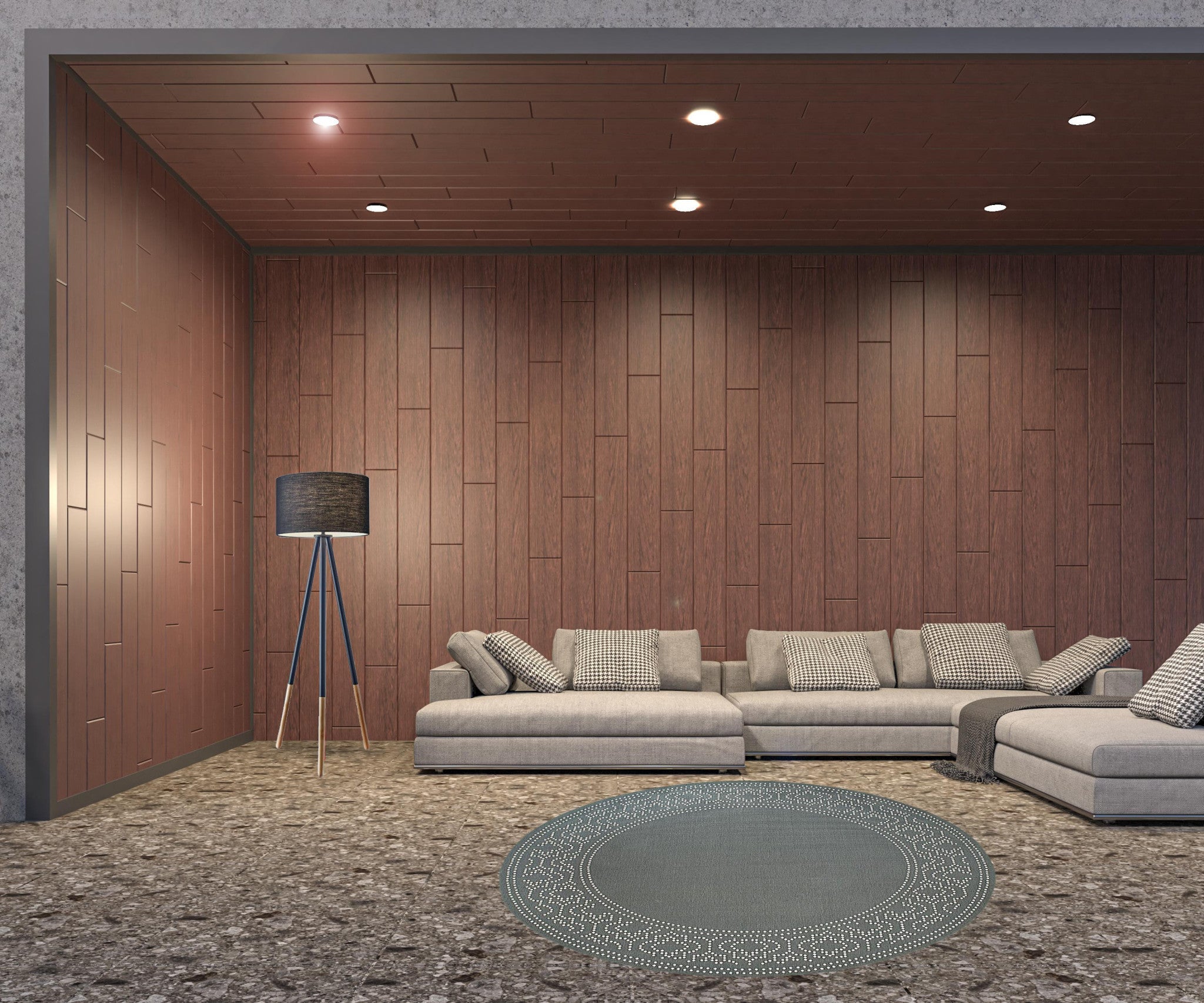 8' Round Grey Round Stain Resistant Indoor Outdoor Area Rug