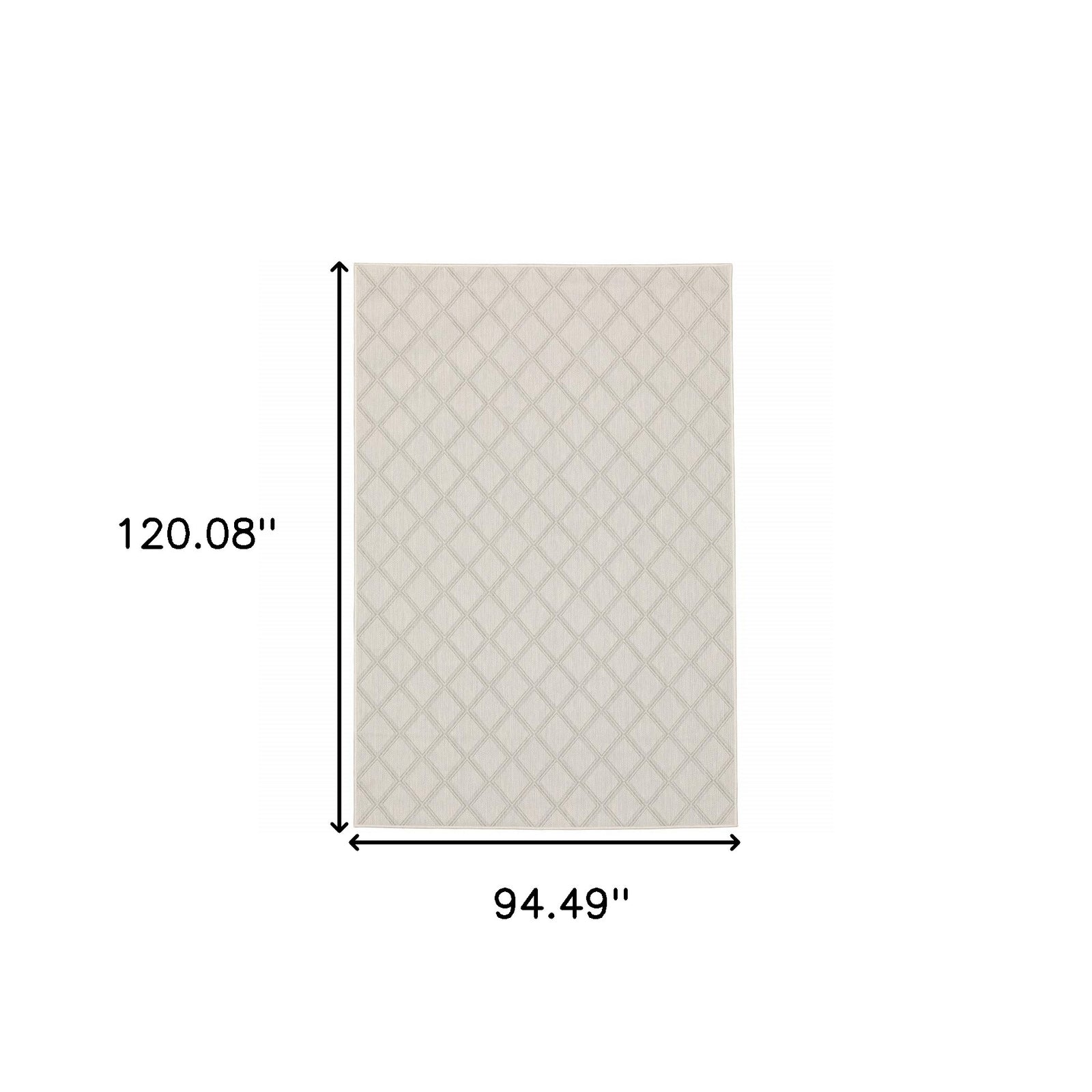 8' X 10' Ivory Geometric Stain Resistant Indoor Outdoor Area Rug