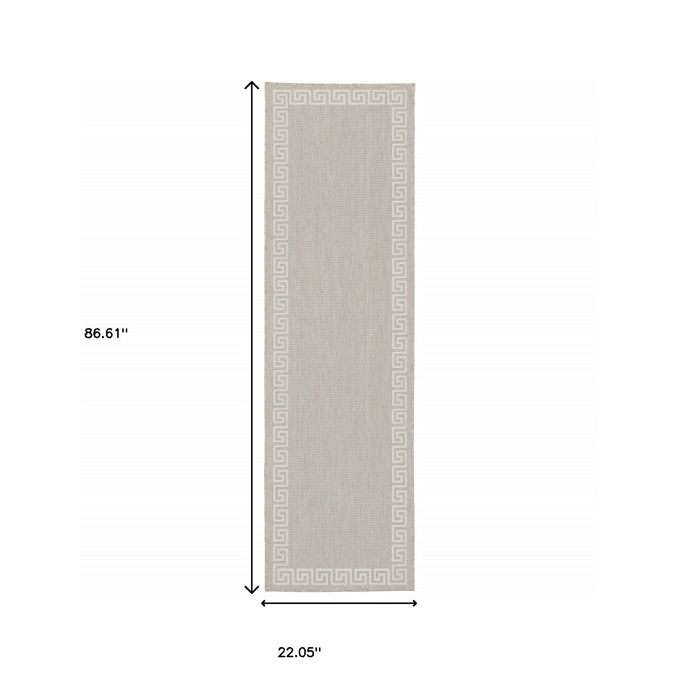 2' X 7' Grey Stain Resistant Indoor Outdoor Area Rug