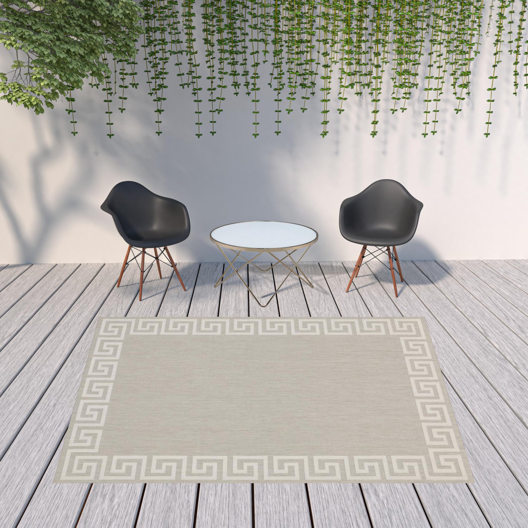 8' X 10' Grey Stain Resistant Indoor Outdoor Area Rug