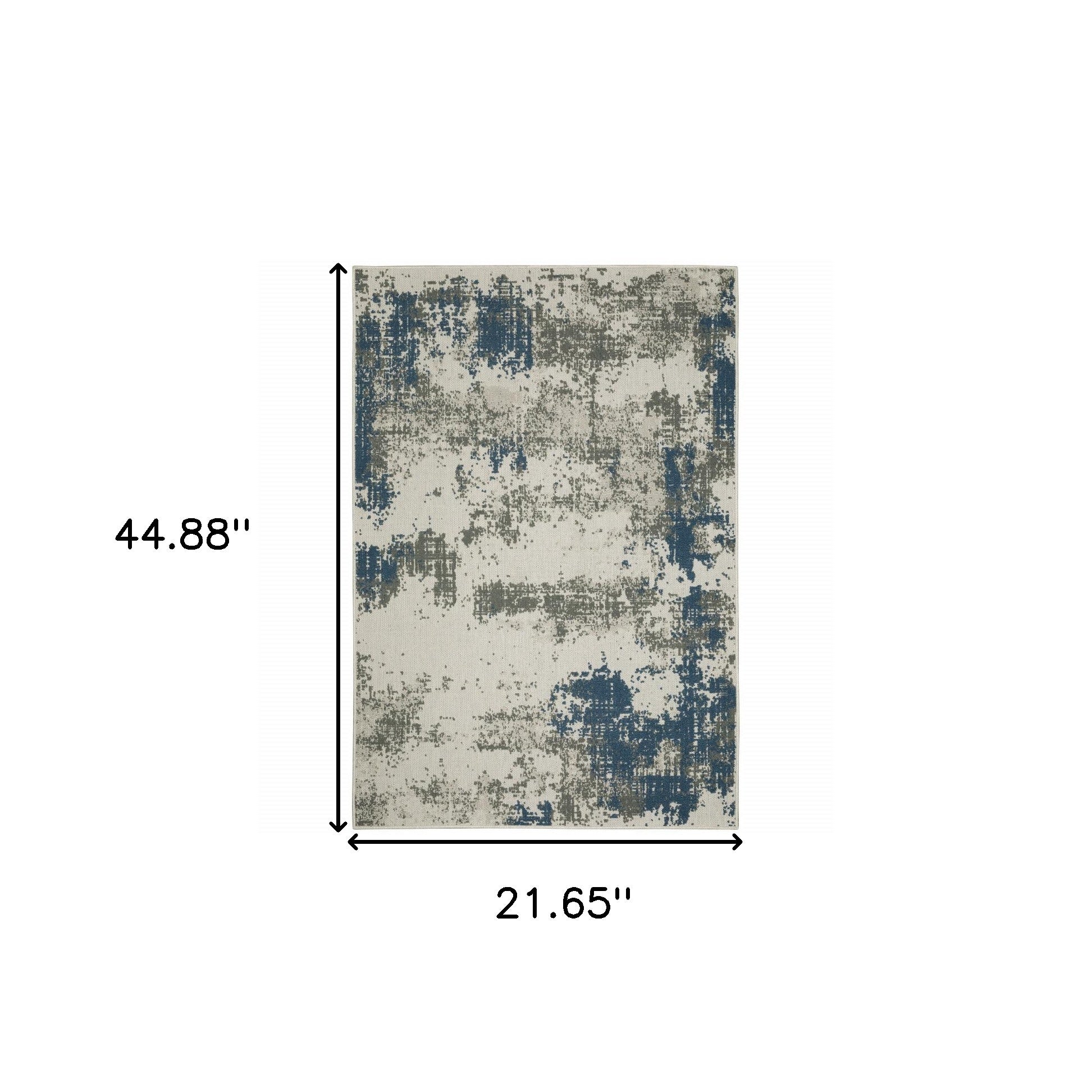 2' X 3' Beige Abstract Stain Resistant Indoor Outdoor Area Rug