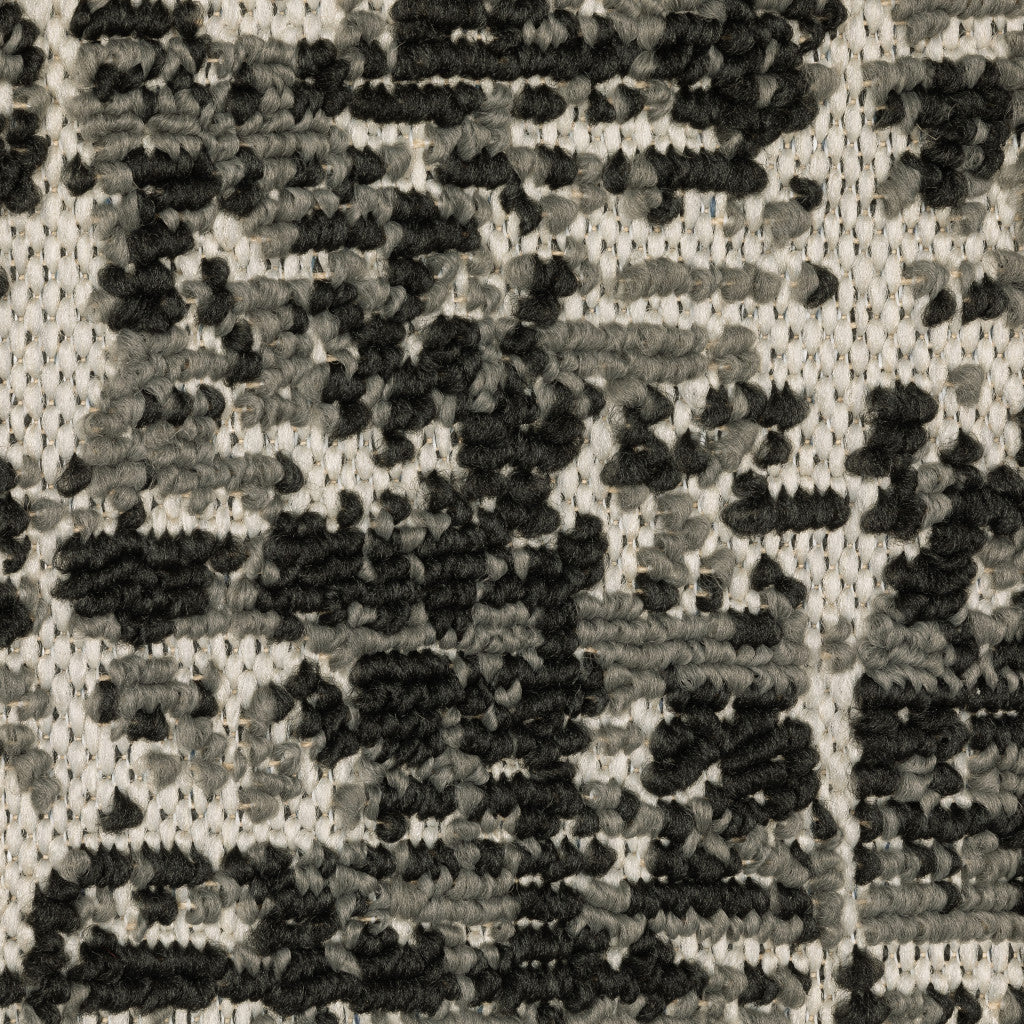 Black Abstract Stain Resistant Indoor Outdoor Area Rug - 2' x 3'