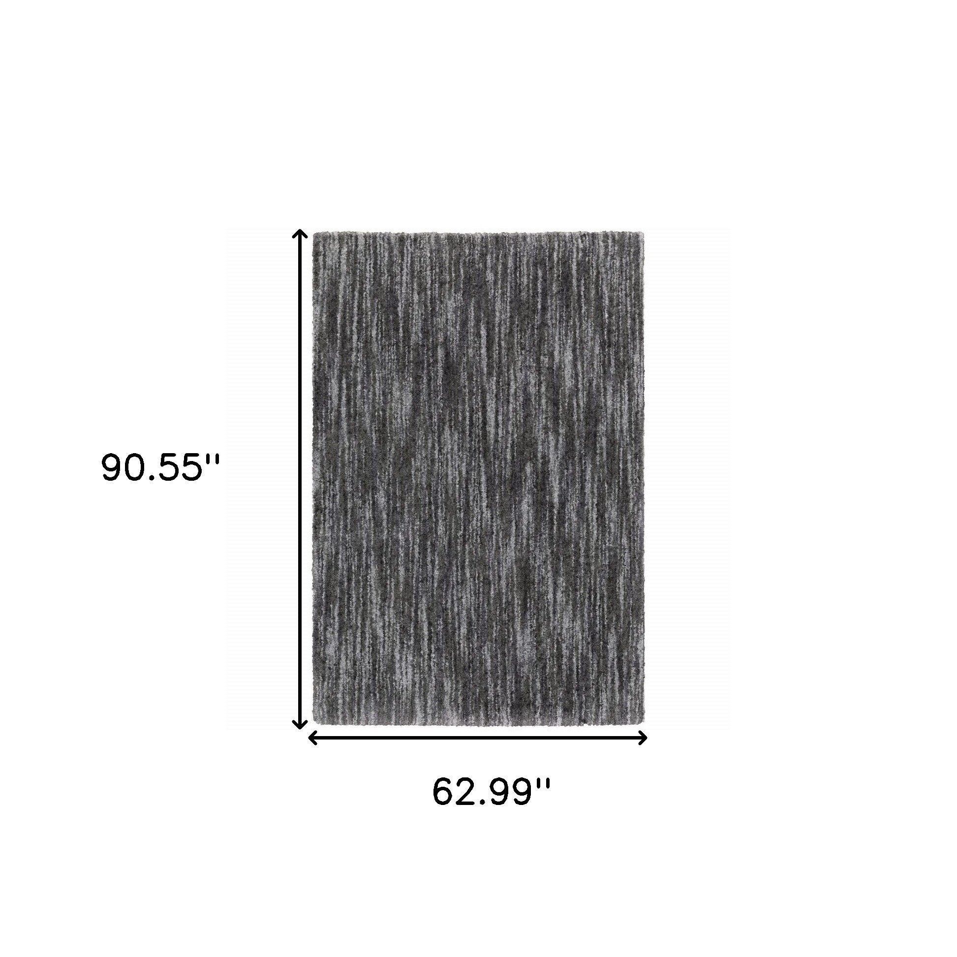 5' X 8' Charcoal Shag Power Loom Stain Resistant Area Rug