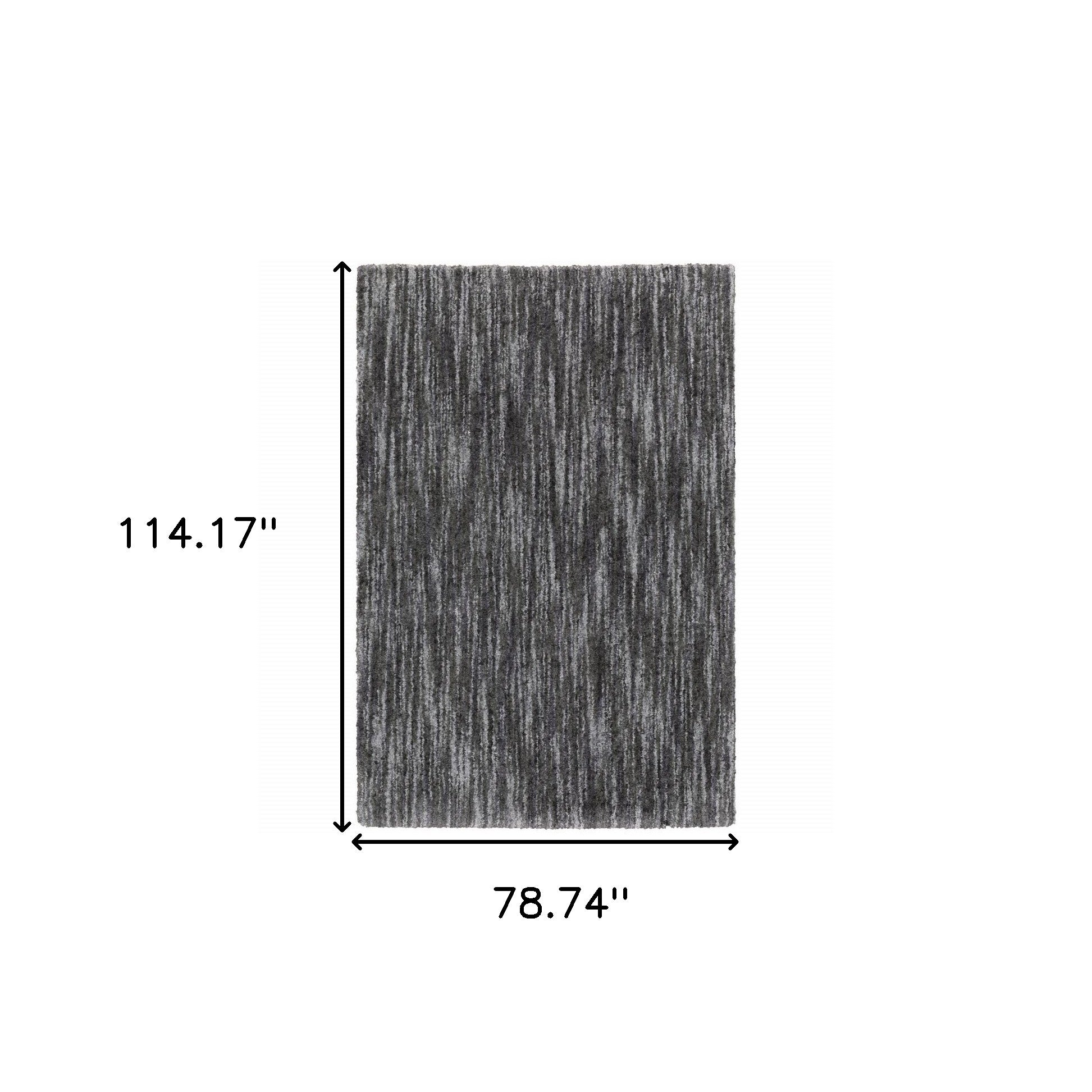 6' X 9' Charcoal Shag Power Loom Stain Resistant Area Rug