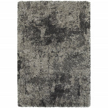 4' X 6' Charcoal Silver And Grey Abstract Shag Power Loom Stain Resistant Area Rug