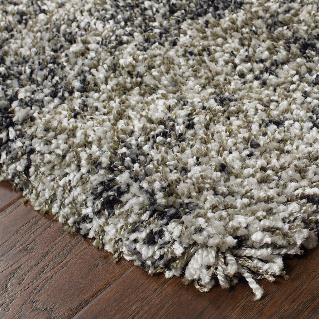 4' X 6' Charcoal Silver And Grey Abstract Shag Power Loom Stain Resistant Area Rug
