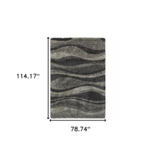 6' X 9' Charcoal Silver And Grey Abstract Shag Power Loom Stain Resistant Area Rug