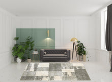 Grey Ivory And Silver Geometric Shag Power Loom Stain Resistant Area Rug - 8' x 11'