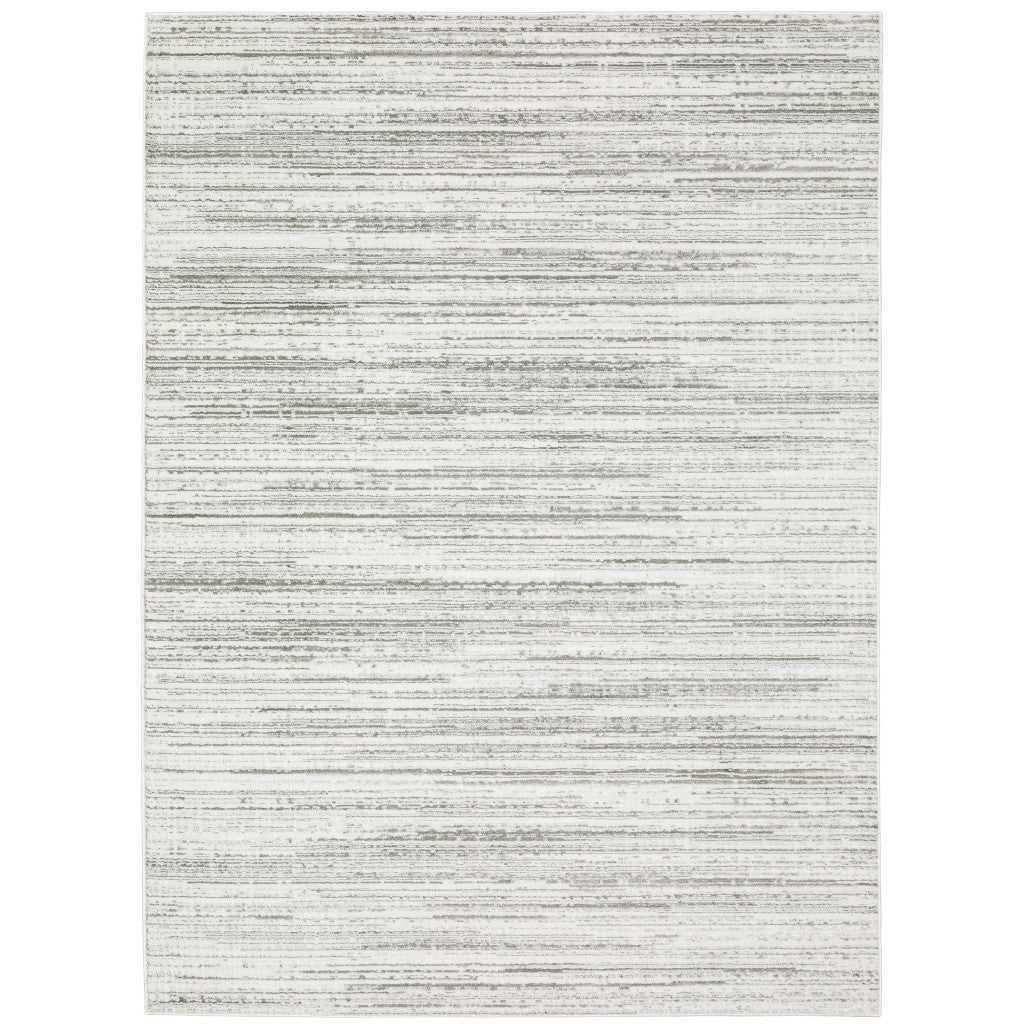 10' X 13' White And Grey Abstract Power Loom Stain Resistant Area Rug