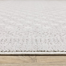 3' X 5' White And Grey Oriental Power Loom Stain Resistant Area Rug