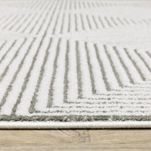 3' X 5' Grey And White Geometric Power Loom Stain Resistant Area Rug