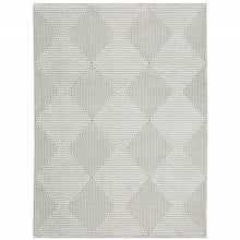 6' X 9' Grey And White Geometric Power Loom Stain Resistant Area Rug