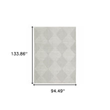 8' X 11' Grey And White Geometric Power Loom Stain Resistant Area Rug