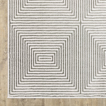 8' X 11' Grey And White Geometric Power Loom Stain Resistant Area Rug