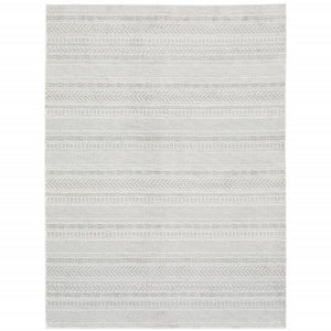 10' X 13' White And Grey Geometric Power Loom Stain Resistant Area Rug