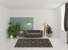 6' X 9' Blue Red Ivory And Gold Oriental Power Loom Stain Resistant Area Rug With Fringe