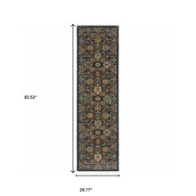 2' X 8' Blue Red Beige Orange Green And Rust Oriental Power Loom Stain Resistant Runner Rug With Fringe
