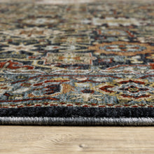 2' X 8' Blue Red Beige Orange Green And Rust Oriental Power Loom Stain Resistant Runner Rug With Fringe