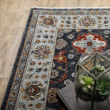 2' X 8' Blue Red Beige Yellow Grey Rust And Gold Oriental Power Loom Stain Resistant Runner Rug With Fringe