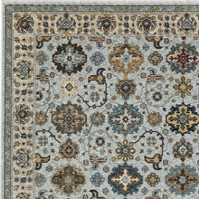 3' X 5' Blue Beige Grey Green Yellow And Rust Oriental Power Loom Stain Resistant Area Rug With Fringe