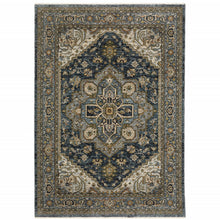 3' X 5' Blue Taupe Grey Green Rust Tan Beige And Gold Oriental Power Loom Stain Resistant Area Rug With Fringe