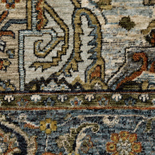 3' X 5' Blue Taupe Grey Green Rust Tan Beige And Gold Oriental Power Loom Stain Resistant Area Rug With Fringe