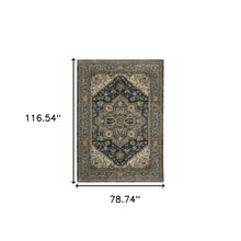 6' X 9' Blue Taupe Grey Green Rust Tan Beige And Gold Oriental Power Loom Stain Resistant Area Rug With Fringe