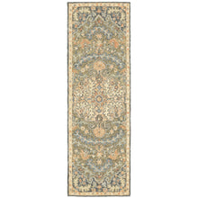 2' X 8' Blue Green Clay And Gold Oriental Tufted Handmade Stain Resistant Runner Rug