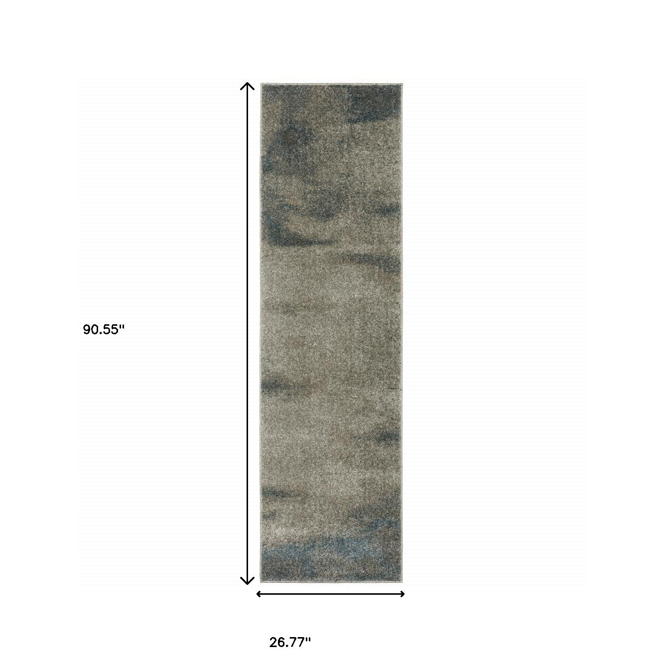 2' X 8' Grey And Teal Blue Abstract Power Loom Stain Resistant Runner Rug