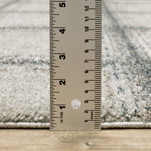 2' X 8' Grey Teal And Beige Geometric Power Loom Stain Resistant Runner Rug