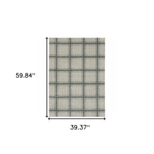 3' X 5' Grey Teal And Beige Geometric Power Loom Stain Resistant Area Rug