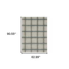 5' X 8' Grey Teal And Beige Geometric Power Loom Stain Resistant Area Rug