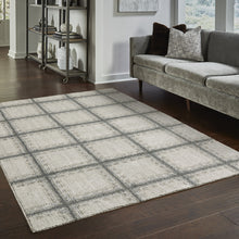 8' X 11' Grey Teal And Beige Geometric Power Loom Stain Resistant Area Rug