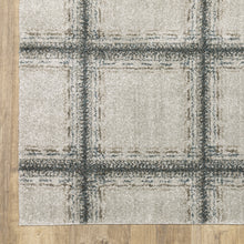 8' X 11' Grey Teal And Beige Geometric Power Loom Stain Resistant Area Rug