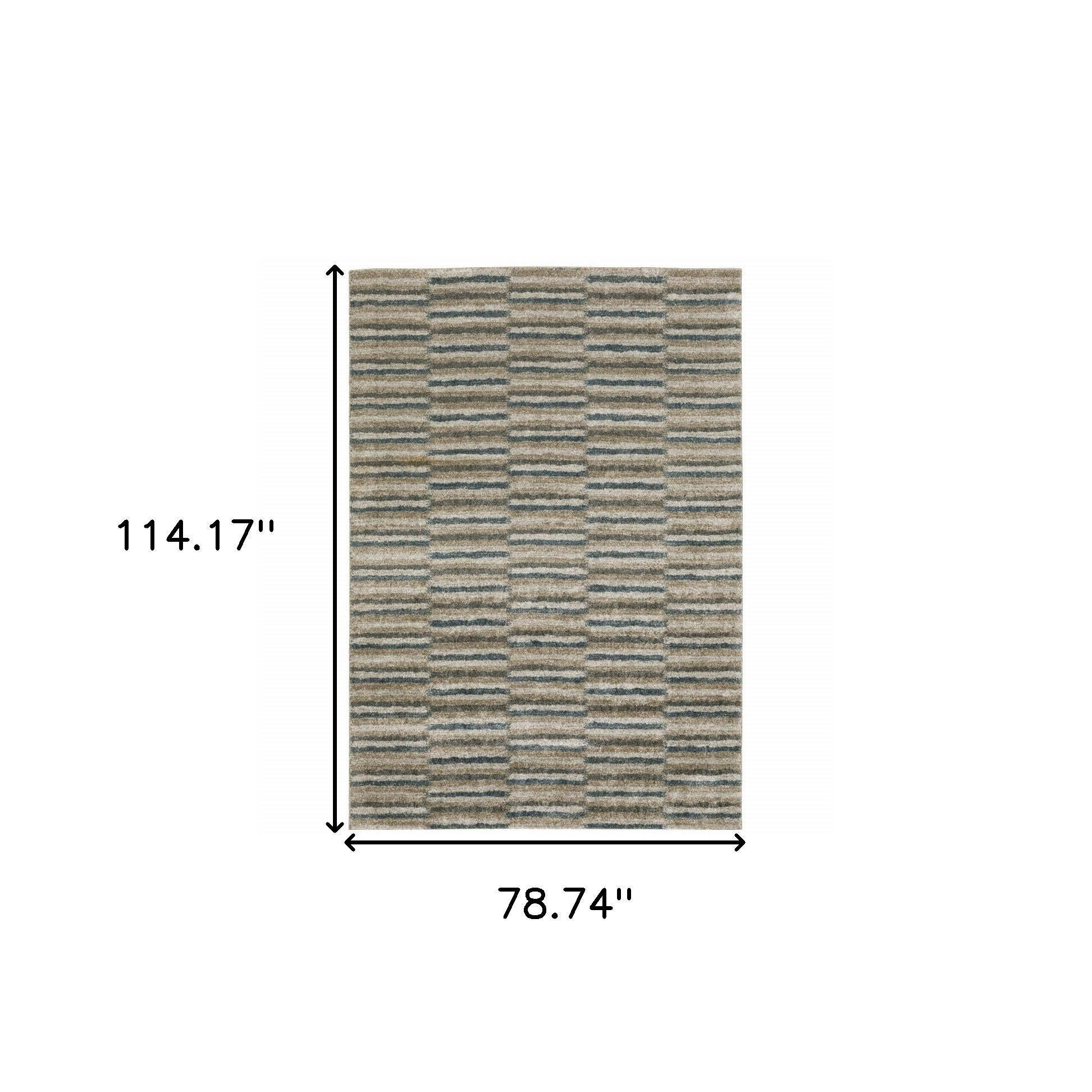 6' X 9' Teal Blue Grey And Tan Geometric Power Loom Stain Resistant Area Rug