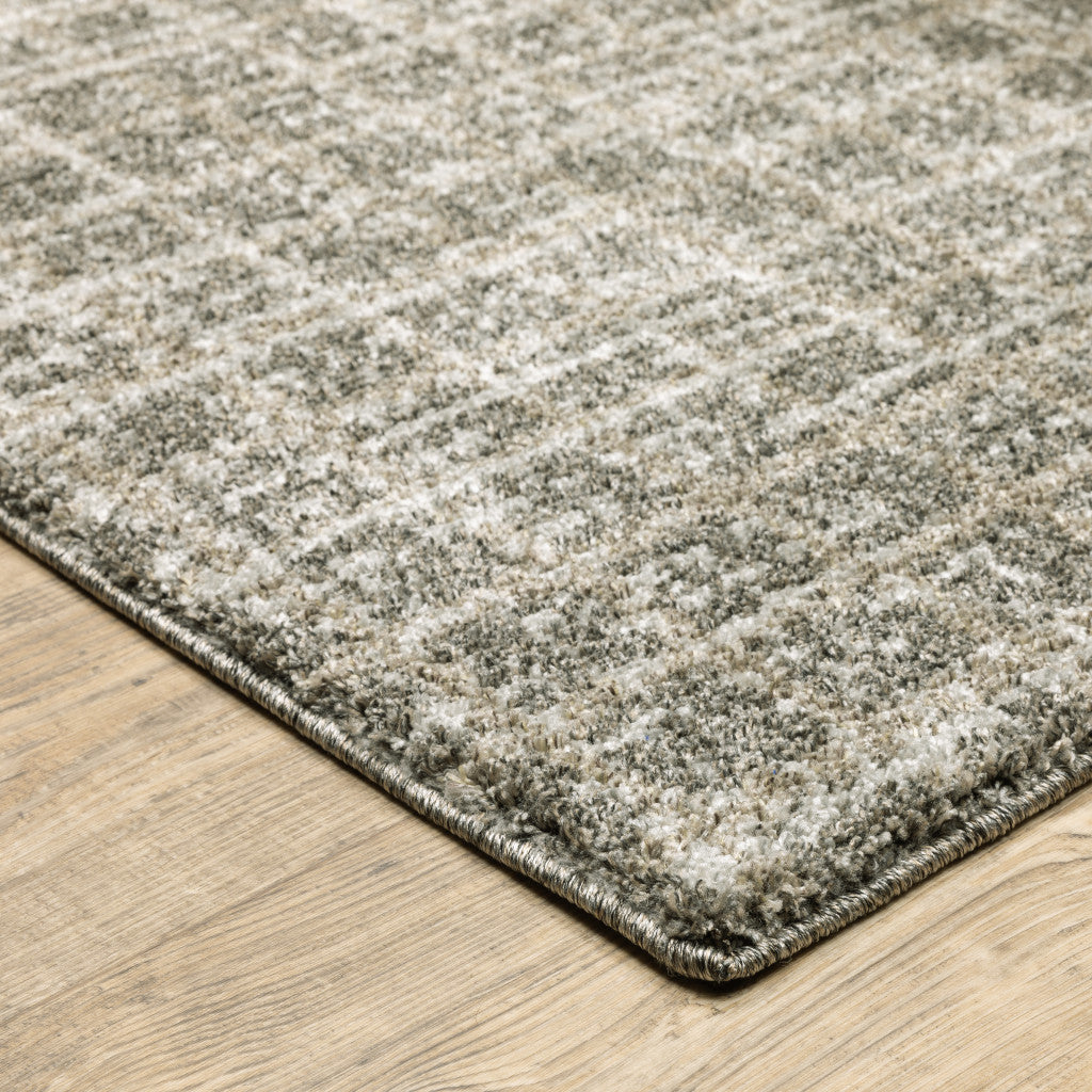 3' X 5' Grey Tan And Beige Geometric Power Loom Stain Resistant Area Rug