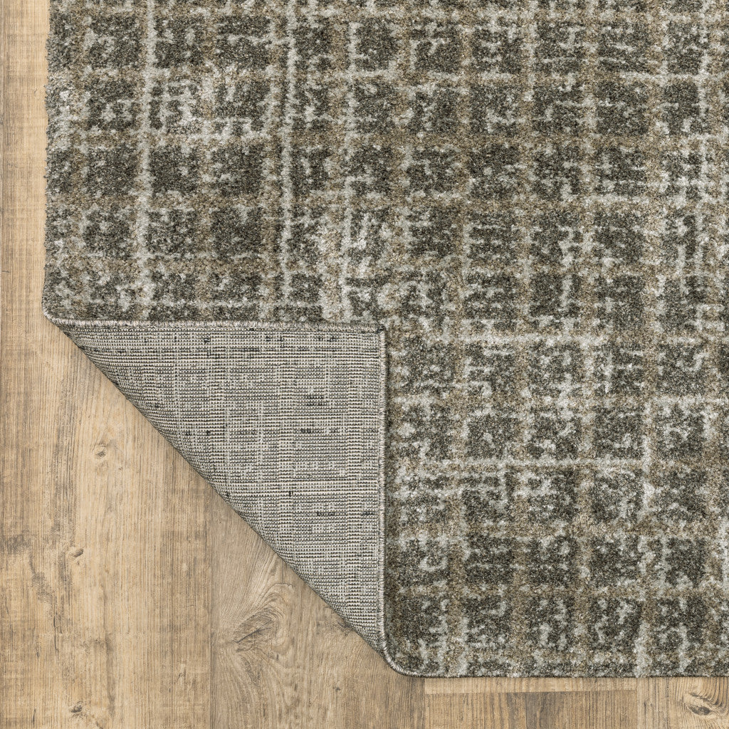 8' X 11' Grey Tan And Beige Geometric Power Loom Stain Resistant Area Rug