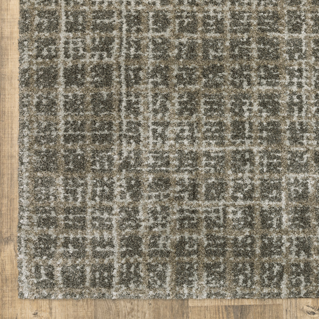 8' X 11' Grey Tan And Beige Geometric Power Loom Stain Resistant Area Rug