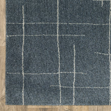 2' X 8' Blue And Grey Geometric Power Loom Stain Resistant Runner Rug