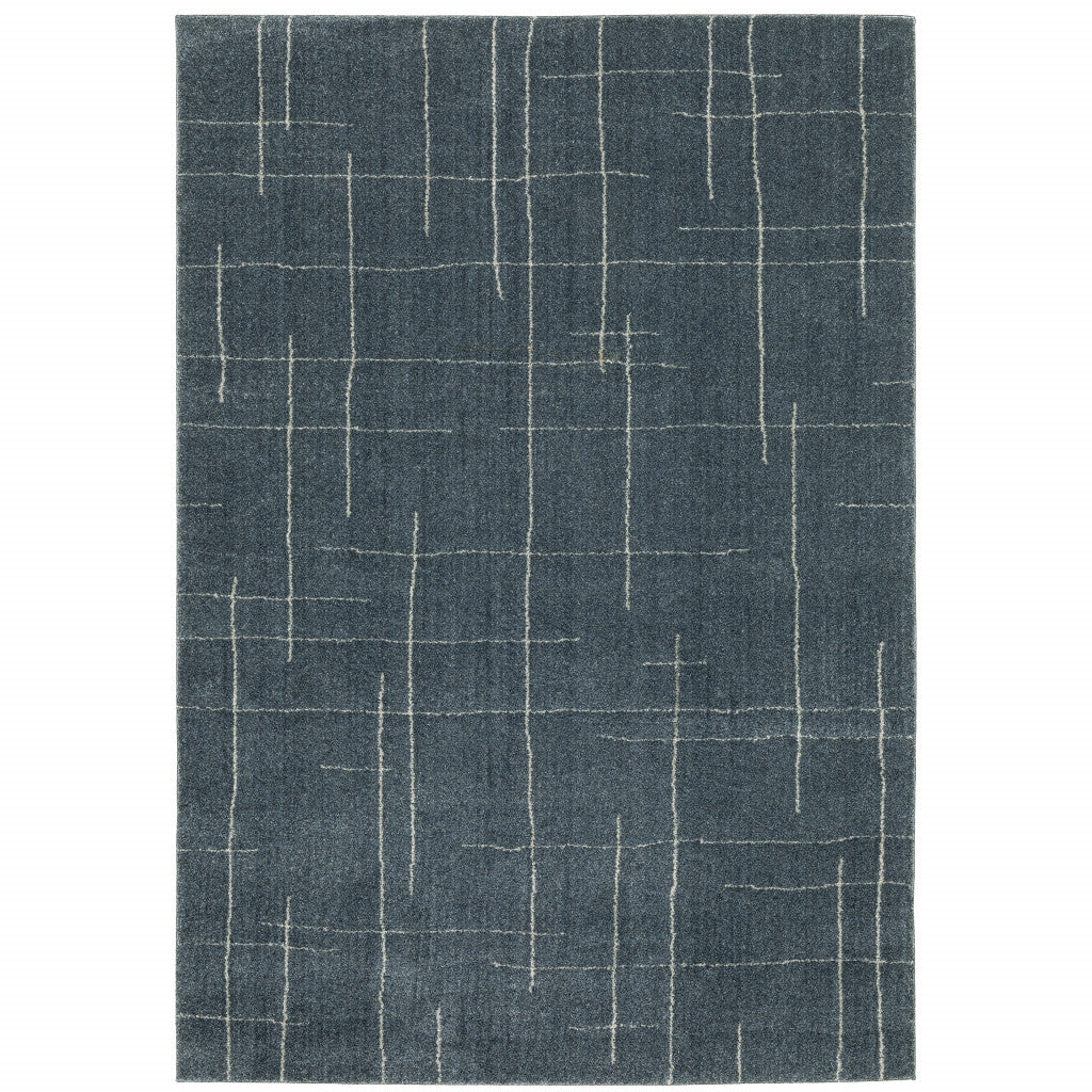 5' X 8' Blue And Grey Geometric Power Loom Stain Resistant Area Rug