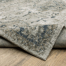 2' X 8' Grey Blue And Teal Oriental Power Loom Stain Resistant Runner Rug